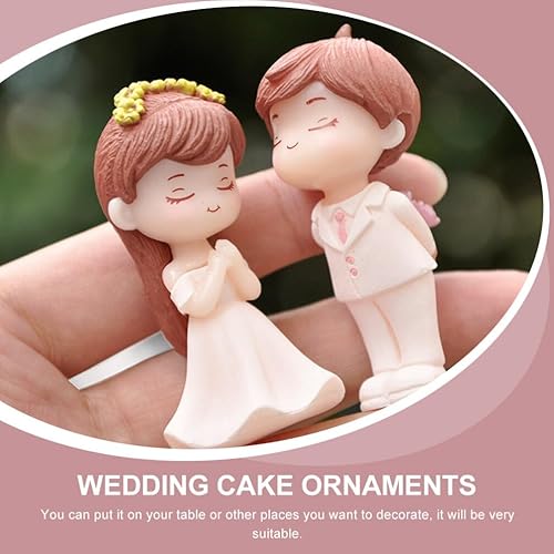 Miniatura 7 de 2 pares de adornos de muñeca para parejas, centros de mesa de comedor, mini sombrero de copa para novia y novio, estatua de enamorado, figuritas de