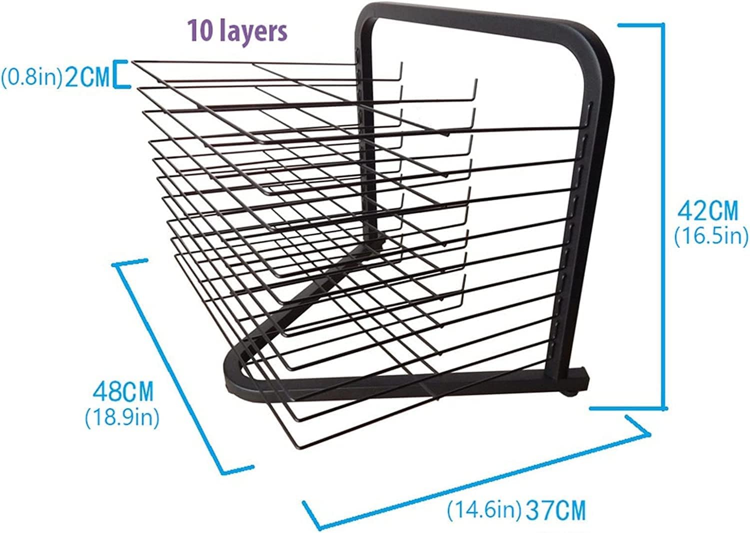 Metal Steel Wire Art Drying Rack for Classroom Painting Crafts 10 Shelves Desktop A3 Paper Storage Art Display Rack for Art Studio and Home Use. Drying & Print Racks, Black