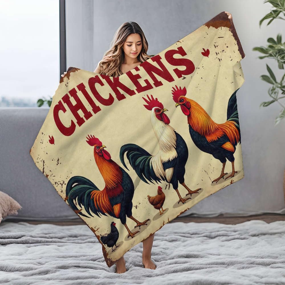 Couverture maman poules jeté de lit 125 x 150 cm en flanelle premium