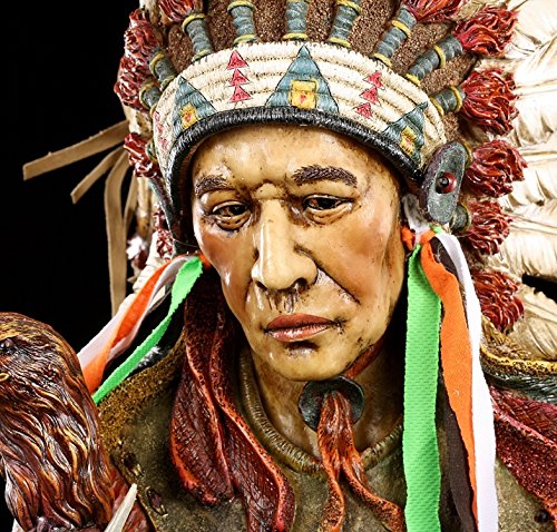 Grande figurine indienne - Buste de chef avec aigle et sceptre