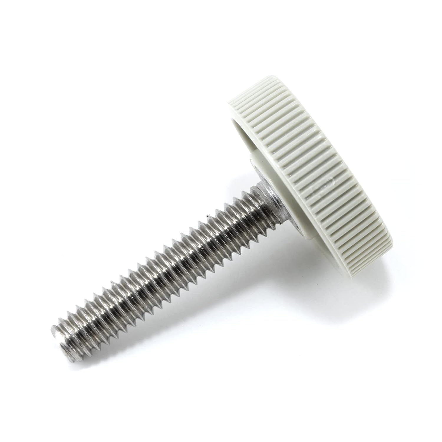 1/4"-20 x 1-1/4" Thumb Screw Stainless Steel - Gray Knurled Round Plastic Oversized Knob - Standard/Coarse Thread Thumbscrew - Length: 1.250" - Proudly Built in USA - Package of (10)