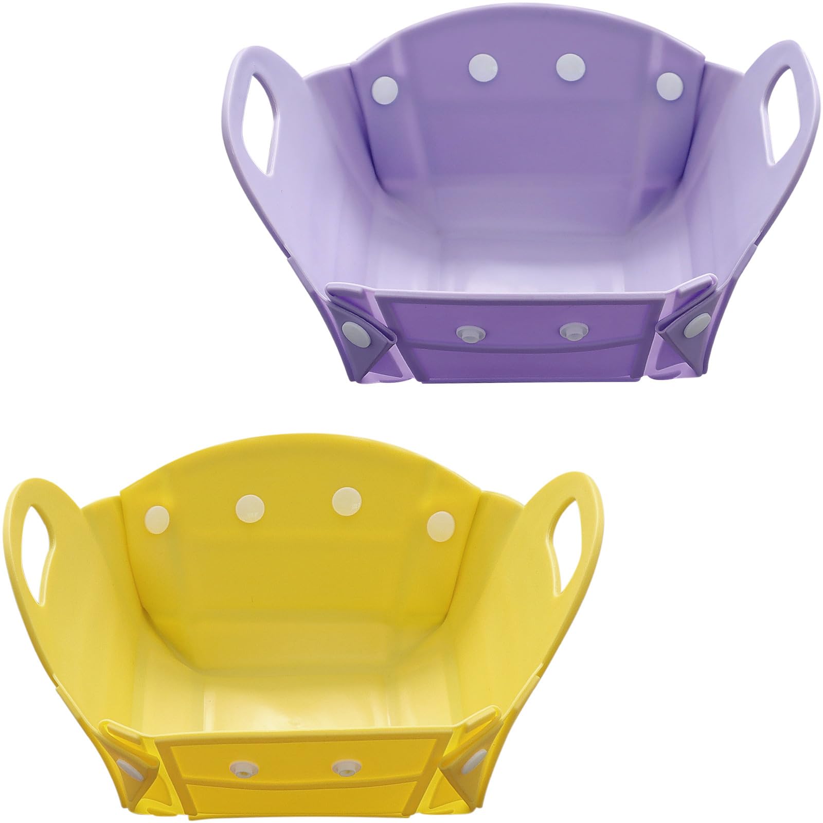 Zestaw 2 składanych koszy na owoce i deski do krojenia 2 w 1 - Kosz do przechowywania na kemping, piknik - materiał TPR, 20x10,5cm - Fioletowo-pomarańczowy - Faltschüssel Silikon Schüssel