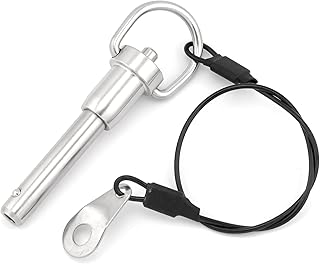 HALLMERS 8mm Pin Diameter 30mm Usable Length Quick Release Ball Head Pin Lock with 260mm Retaining Wire Cable - Stainless Steel - Self Locking Fasten Security Bolt Accessory Push Pull Fastening Tool