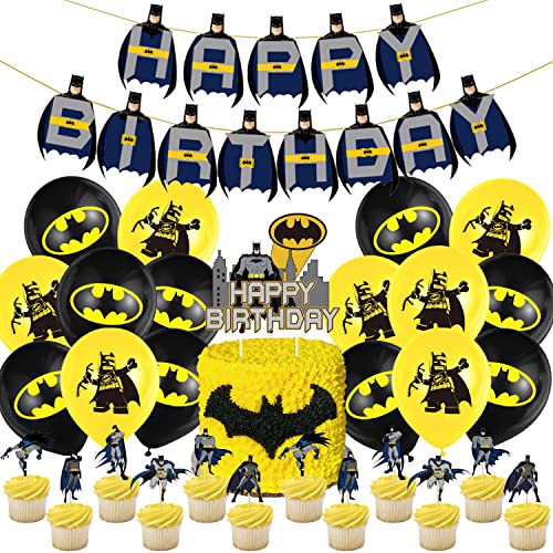 Batman Cumpleaños Decoración 44 Pcs,Fiesta Batman Cumpleaños Kit,Globos Batman...