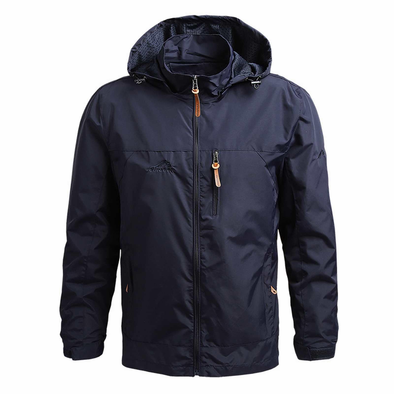 Giacca impermeabile estiva da uomo, con cappuccio, per il tempo libero, taglie grandi, giacca funzionale antivento, antipioggia, giacca leggera per escursionismo, ciclismo, giacca softshell