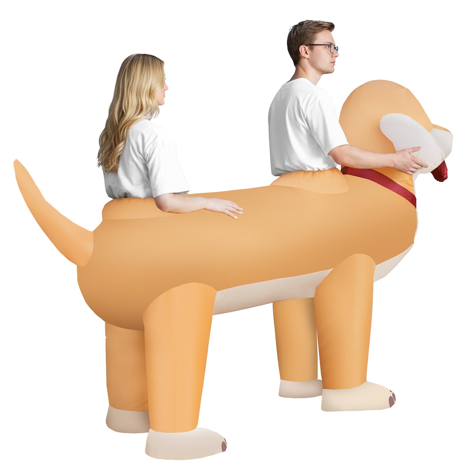 Candyhouse Costume gonfiabile per cani bassotto per adulti – Costume da coppia gonfiabile da 2,55 m, costume divertente per adulti, costume da cosplay di carnevale