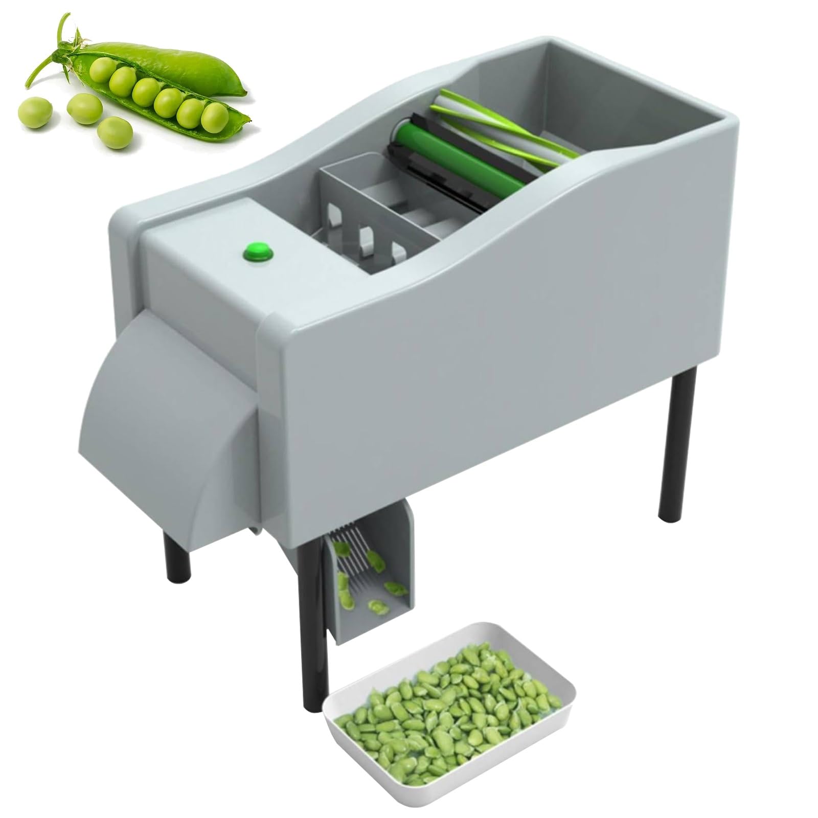 Elektryczna łuskarka do grochu – automatyczna maszyna do obierania grochu 35 W z regulowaną prowadnicą i silnikiem z czystej miedzi, idealna do grochu, soi, fasoli, Edamame