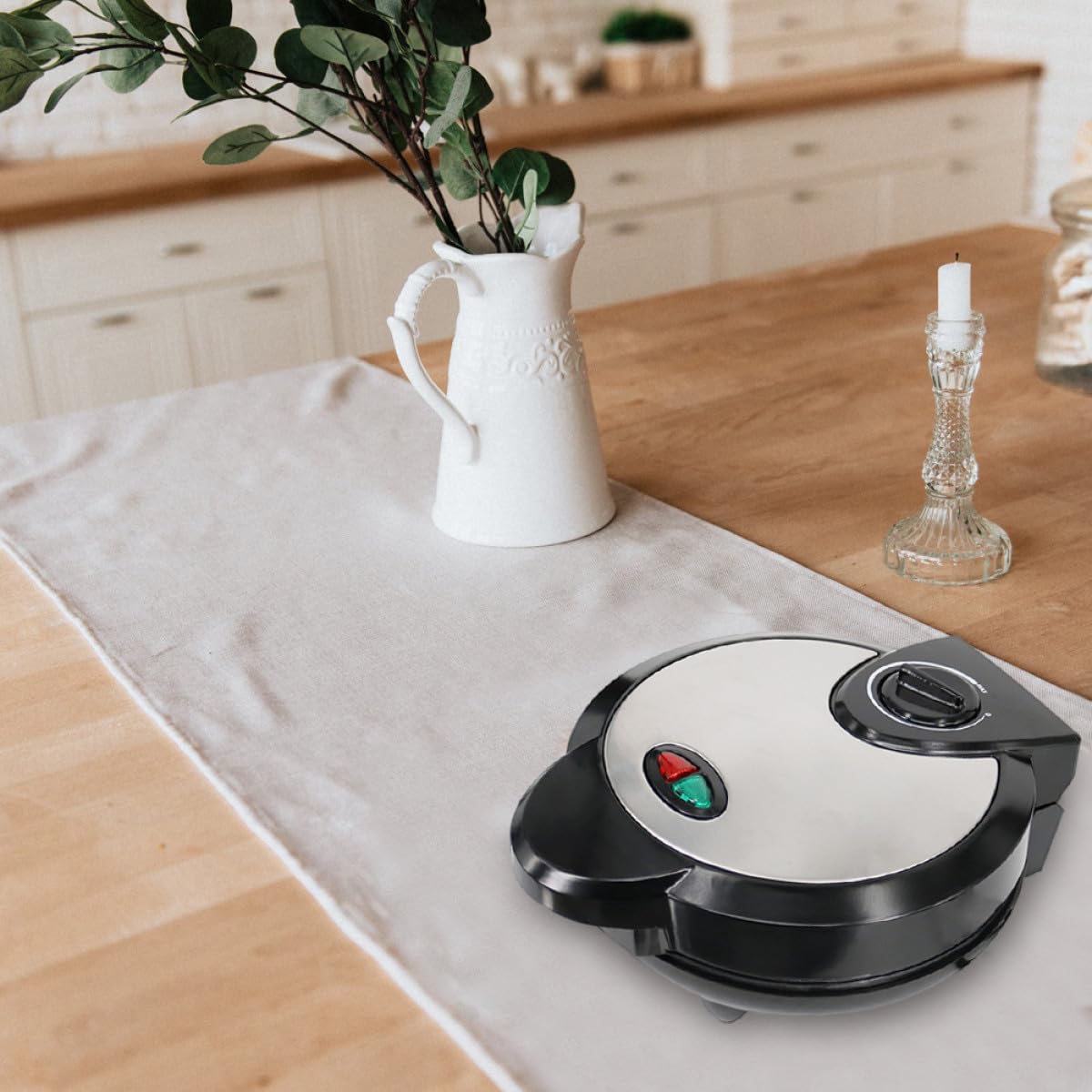 NOLITOY Máquina Eléctrica para Hacer Tortillas y Panqueques de Acero Inoxidable Revestimiento Antiadherente, Base Antideslizante, Tamaño Estándar, Adecuado para Rollos y Conos de Helado