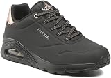 Skechers Women's Uno Shimmer Away Trainers, Black Durabuck, Rose Gold Duraleather/Mesh Tr, 5 UK - 3