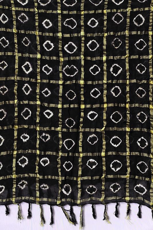 Image of Women Bandhani Dupatta | Traditional Chunri Print with Decorative Border | Lightweight Ethnic Stole for Festive and Wedding Wear