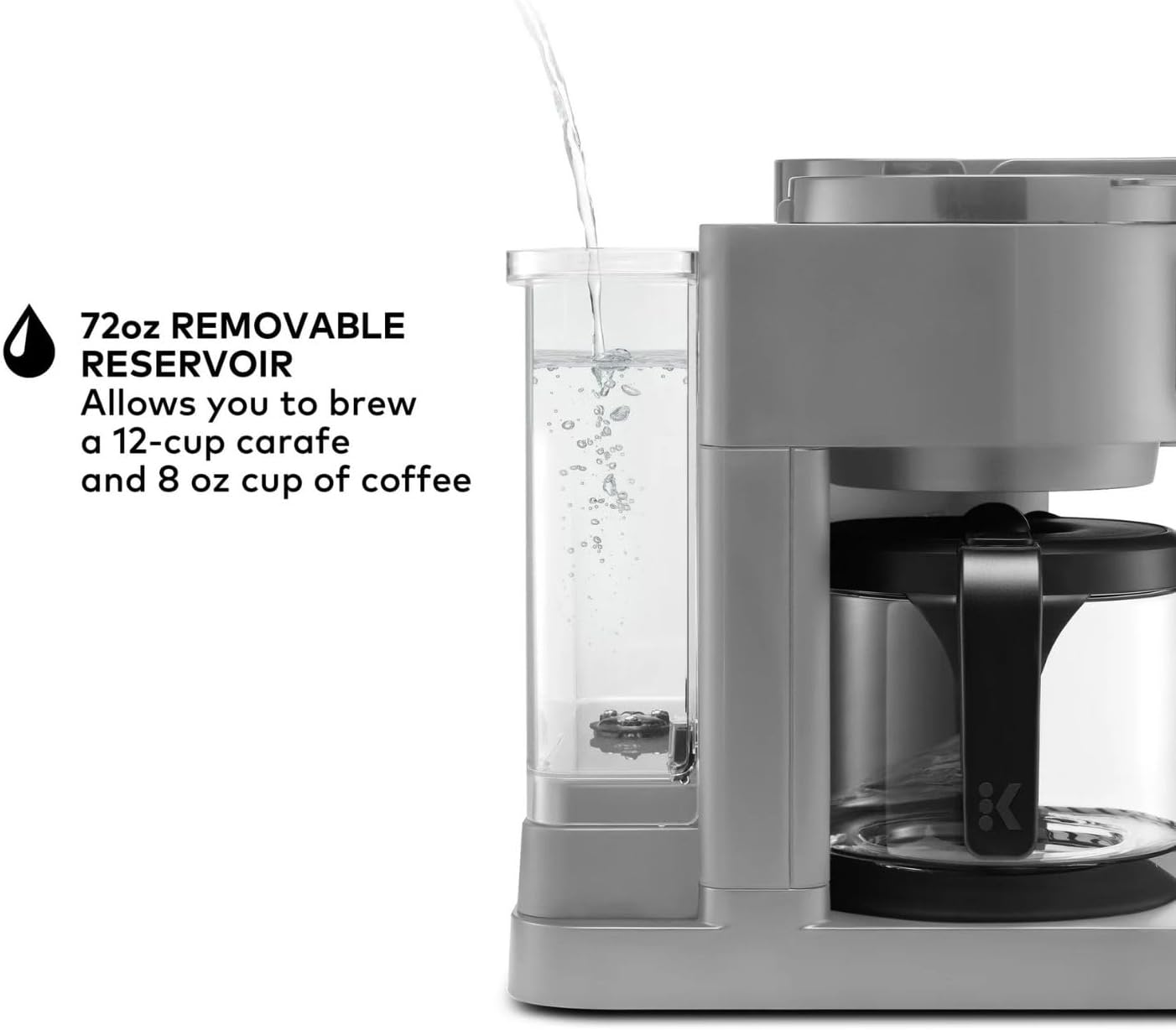 K-Duo Essentials Hot & Iced Coffee Maker Single Serve KCup Pod & 12-Cup Glass Carafe Dual Brew System 72oz Reservoir (MOONLIGHT GREY)