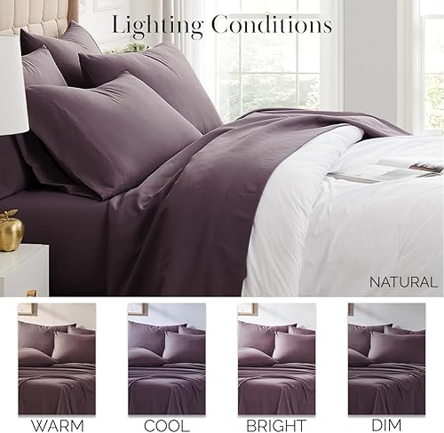 Miniatura 4 de Southshore Fine Living, Inc. Juego de sábanas de 4 piezas, sábana bajera de bolsillo profundo de 21 pulgadas, sábanas de microfibra, fundas de