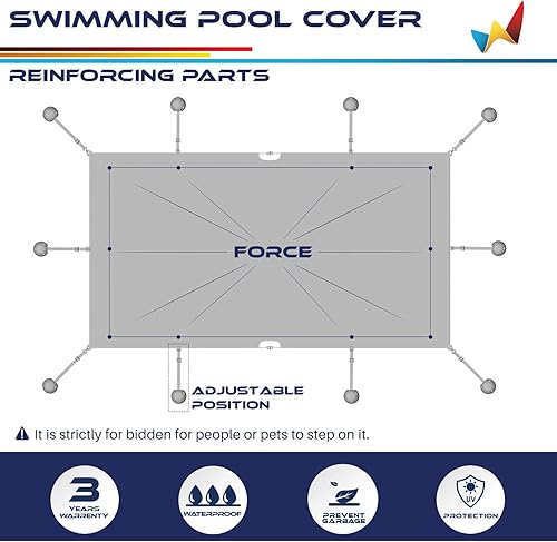 Miniatura 6 de Windscreen4less Cubiertas de invierno para piscinas enterradas, de 14 x 24 pies, rectangulares, de malla, para patio, terraza, patio, piscina, cable