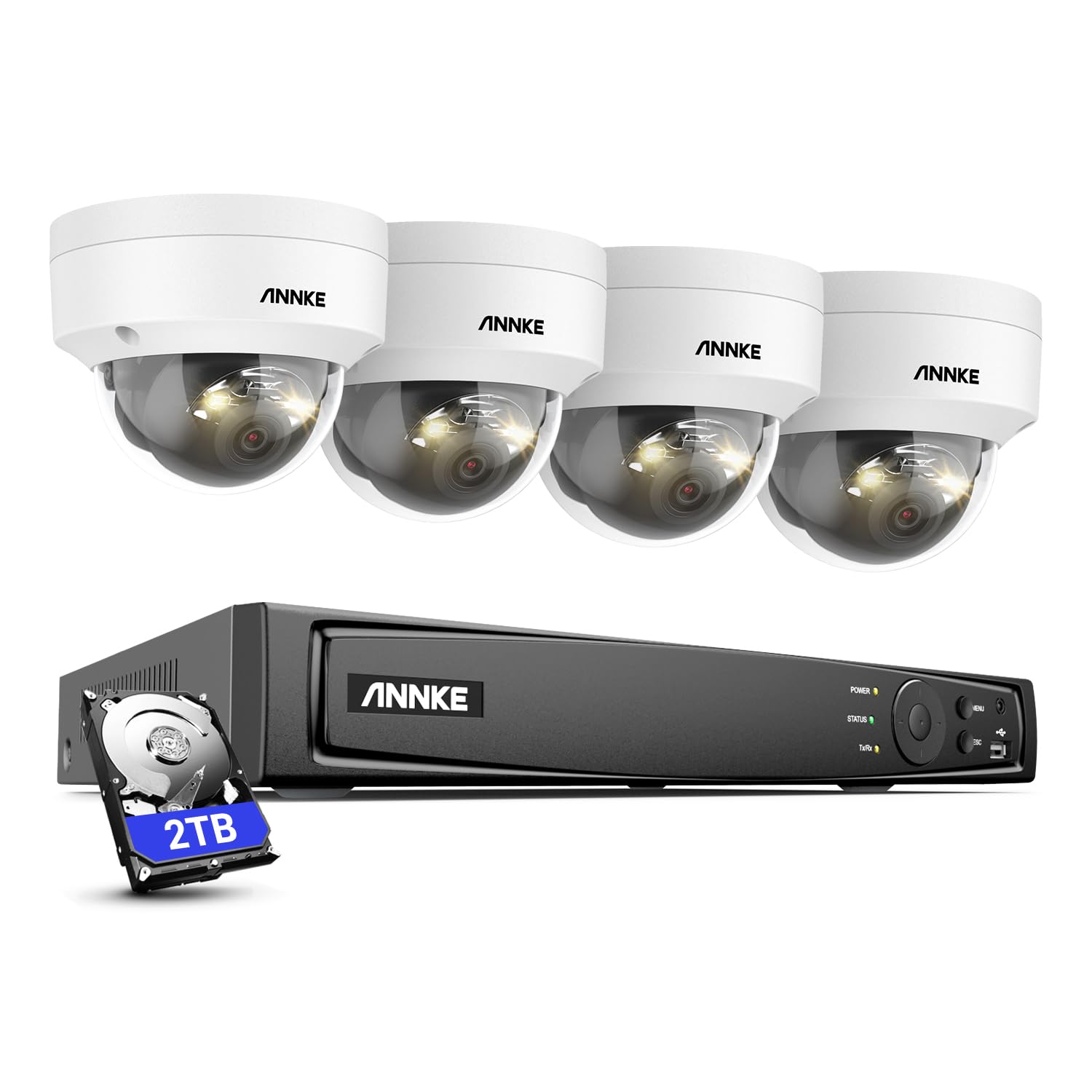 ANNKE 12MP Home Security Camera System, 4X 12 Megapixel UHD PoE IP Cameras Wired, 8CH H.265+ NVR with 2TB HDD for 24/7 Surveillance Outdoor/Indoor, Smart Dual Light, Motion Detection, IP67