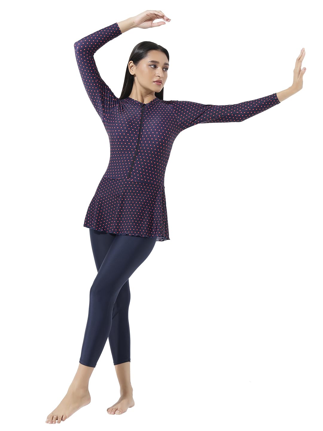 Women's Frock Style Full Sleeves Full Tights Printed Swimwear