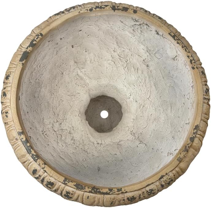 Antique White Garden Urn Planter with Drainage Hole, 17.71-inch Decorative Outdoor Plant Pot for Flowers and Patio Decor, Hand-Painted