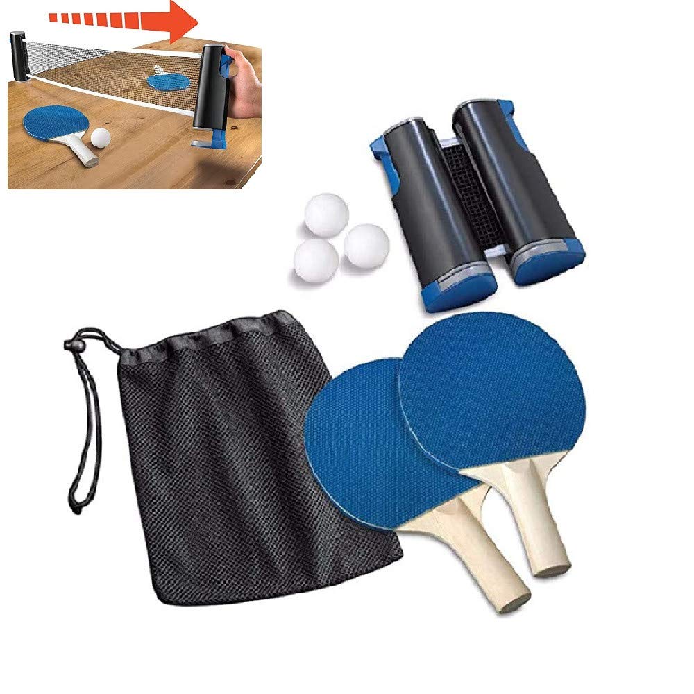 Instant Ping Pong Ball Set, 1 Table Tennis Net Set, 3 Ping Pong Balls, 1 pair of Table Tennis Paddles for Kids Adults Indoor Outdoor Game Fits School, Home,Office Anywhere
