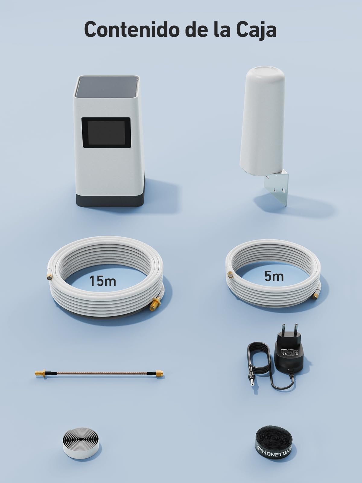 Amplificador de Cobertura Móvil Universal Funciona con Todos Los Operadores Tecnología Avanzada para 3G, 4G LTE y 5G | Amplificador Señal Movil Bandas 1/3/7/8/20 con Antena de Alta Ganancia