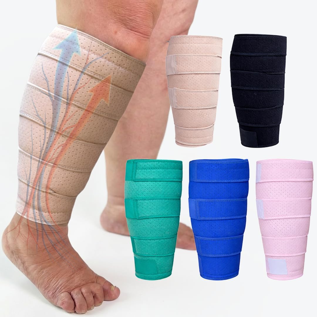 Lymphedema Compression Calf Wrap – Adjustable Calf Brace Sleeve for Men & Women, Swelling, Edema, Varicose Veins & Circulation Support – Pain Relief