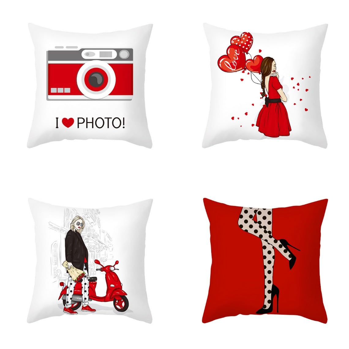 Chenlane Silk Couch Pillow Covers Cushion Coverage Valentine'S Day, Elegant Outdoor For Patio Furniture Clearance Exquisite Prints 45x45 cm, 4Pcs