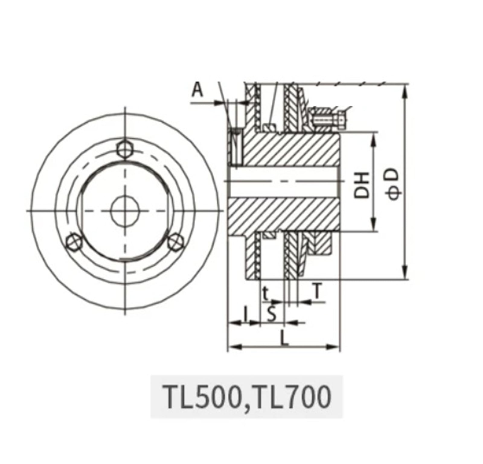 Limitatore di coppia TL700-1 con pignone, diametro interno 32-65 mm 116-569 Nm 1 pollice 27 denti
