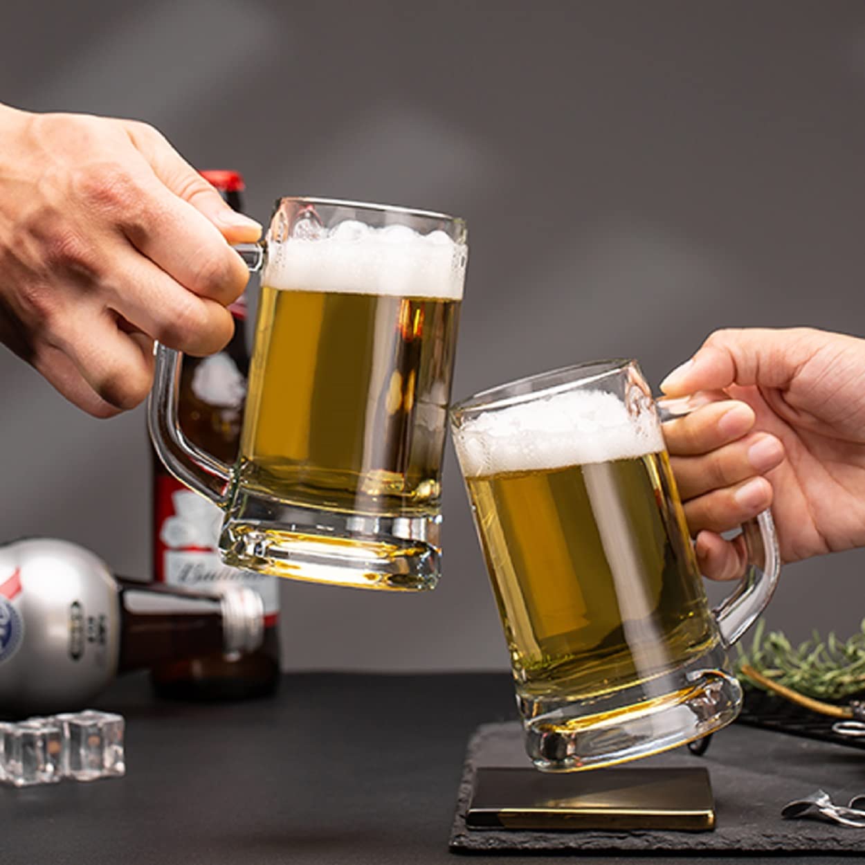 VILON Italian Premium Glass Beer Mugs with Handle | Crystal Clear Glass Beer Mug | 400ml (2, LITI Beer Mug 460ML) - Image 3 thumbnail