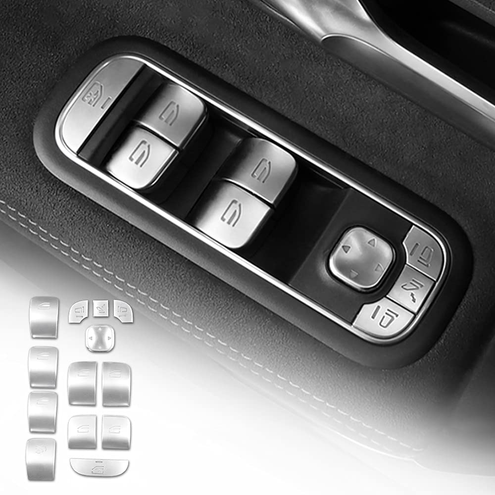 AIRSPEEDCar Door Window Lock Button Cover Window Lift Switch Sticker for Mercedes Benz A B Class CLA GLA GLB W177 W247