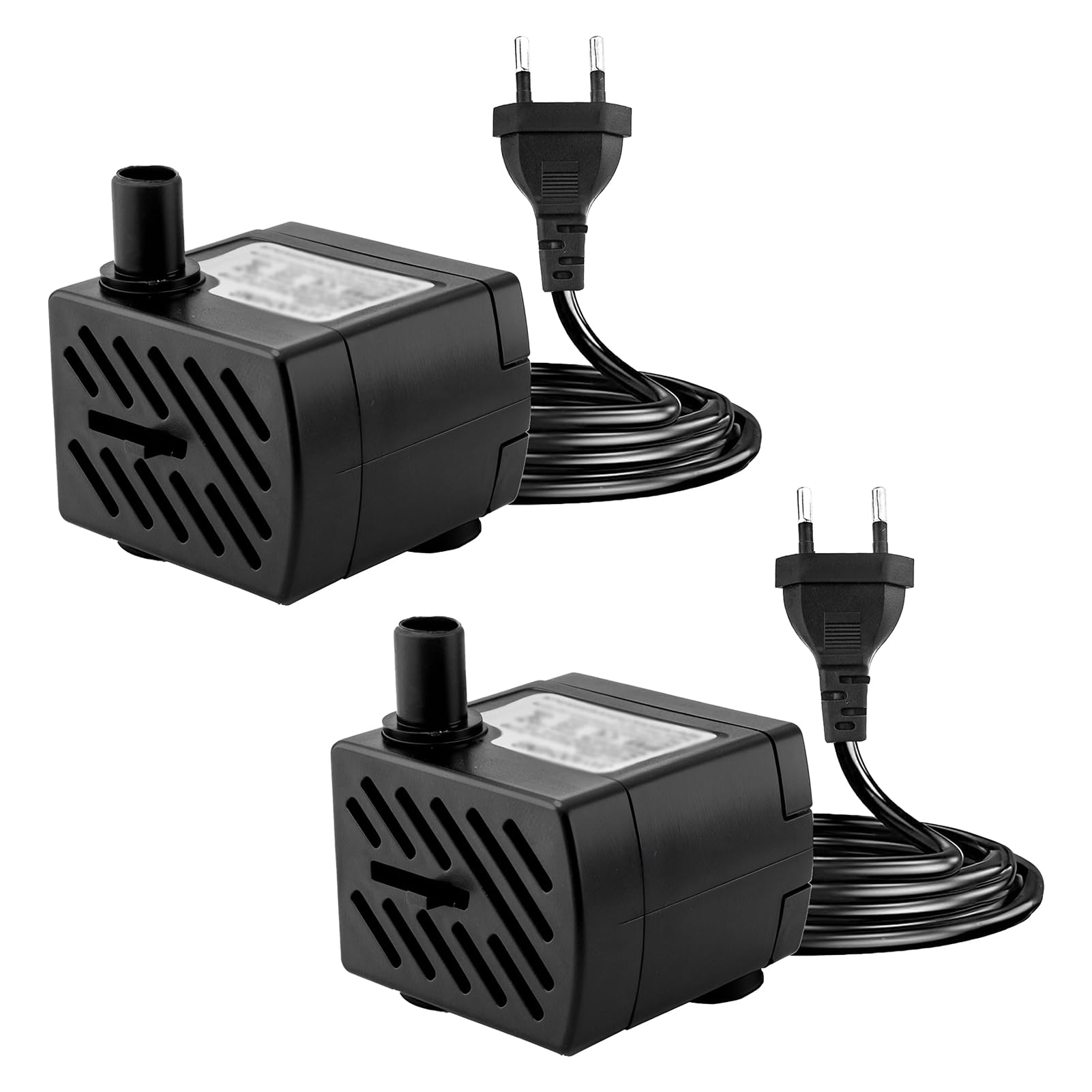 2 Stück 3W Mini Tauchpumpe, 180L/H Springbrunnenpumpe, Extrem Leise Wasserpumpe für Aquarien, Tischbrunnen, Teichbrunnen, Wassergärten, Haustierbrunnen, Hydrokultur, mit verstellbarem Wasserdurchfluss