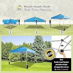 Crownshades10x10popupcanopybeachtentwithonepushsetupoutdoorsunshadeforeventspartiescampinggazebowithstongocoverbagsilvercoatedtop3height4sandbagsskyblue Urban Country Home Decor Crown shades 10×10 pop up canopy beach tent with one push setup outdoor sun shade for events parties camping gazebo with sto n go cover bag silver coated top 3 height 4 sand bags sky blue urban country home decor