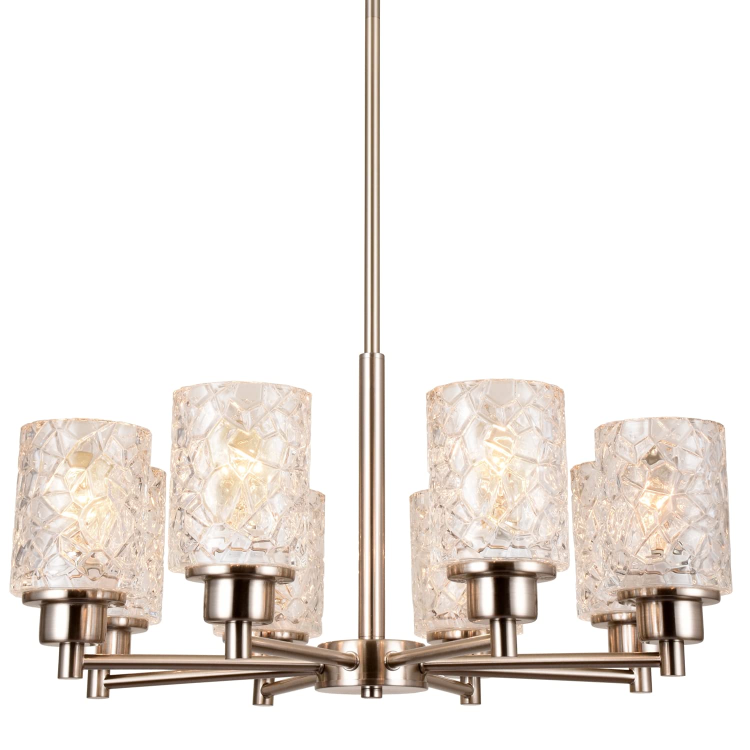 ALICE HOUSE 24" Dining Room Chandeliers, 8-Light Brushed Nickel Contemporary Light Fixture for Entryway, Bedroom and Living Room, ETL Listed, AL9082-H8