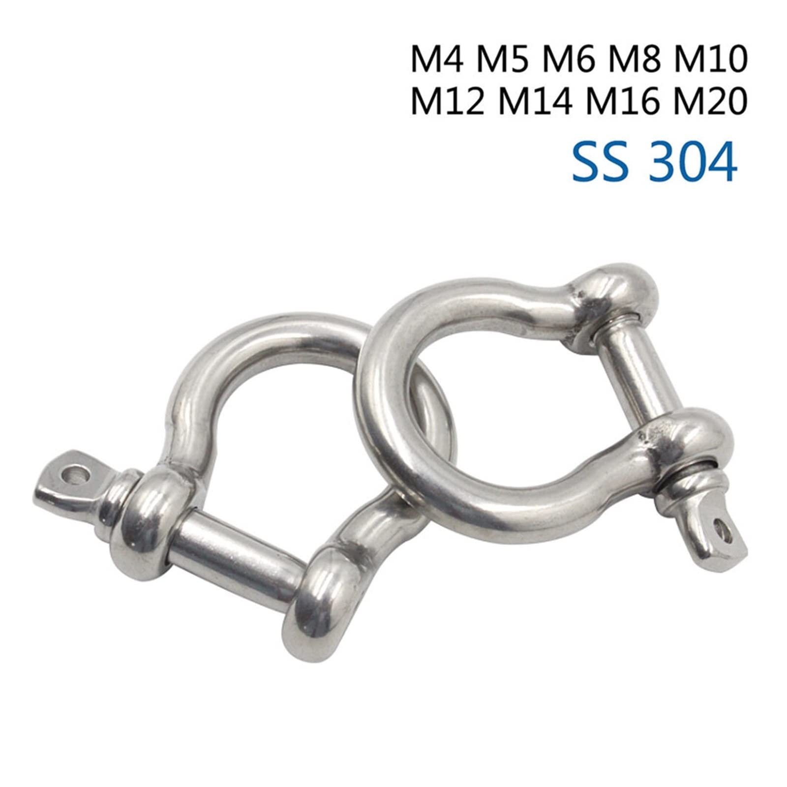 AthuAh d Ring, Stainless Shackle,Small Shackle,1-5pcs/Lot Stainless Steel U-Bolts Bow Shackle M10/M12/M16/M20 Type U Sling Screw Rope Bolt Shackle Cufflinks(M16 (1 Pcs))