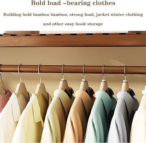 Miniatura 3 de Perchero con almacenamiento de zapatos, armario de bambú para almacenamiento de ropa, 63.0 x 16.5 x 55.1 in