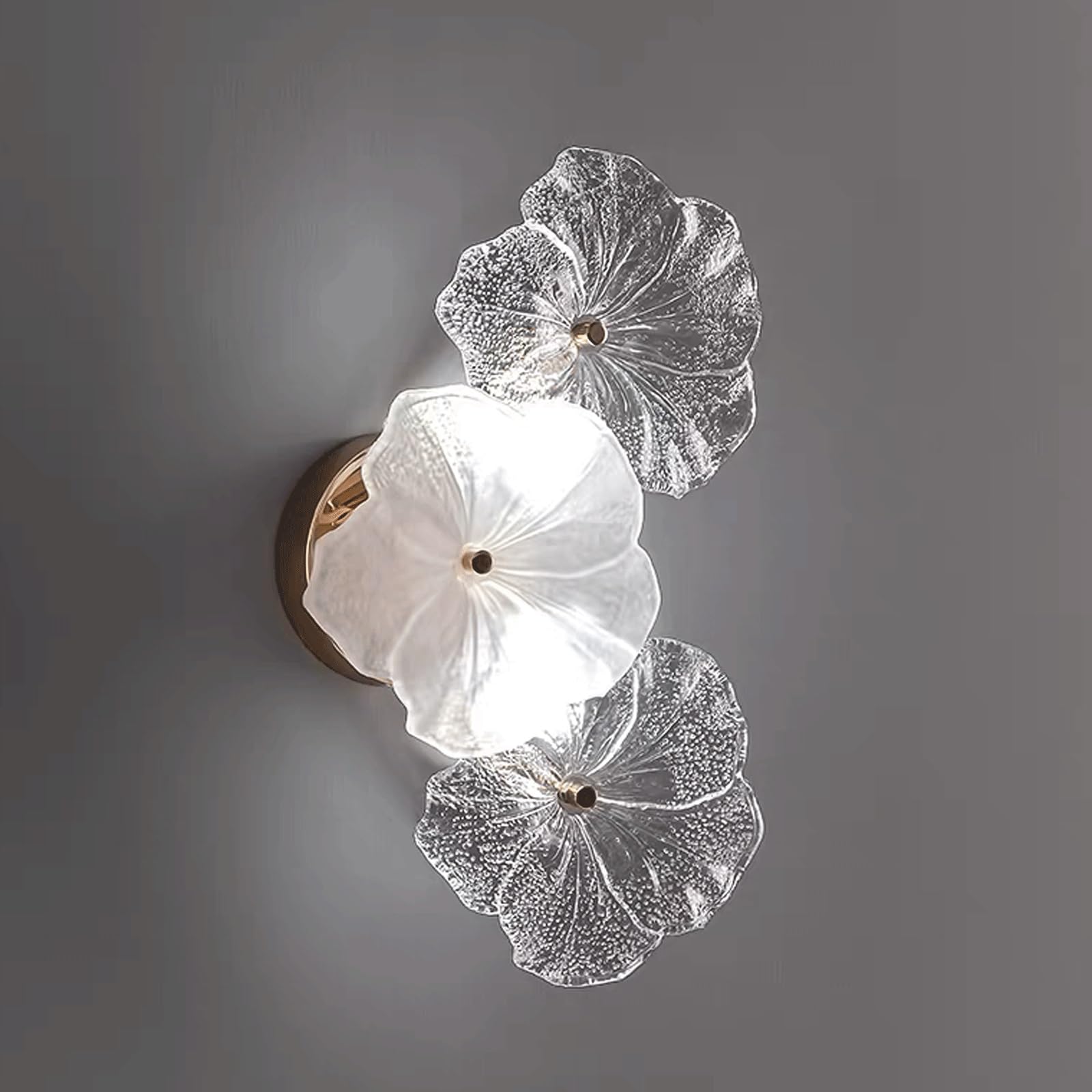 Applique da Parete Creativa con Paralume in Vetro a Forma di Fiore, Lampada da Parete di Lusso for Camera da Letto, Soggiorno, corridoio, luci da Parete(19x33cm)