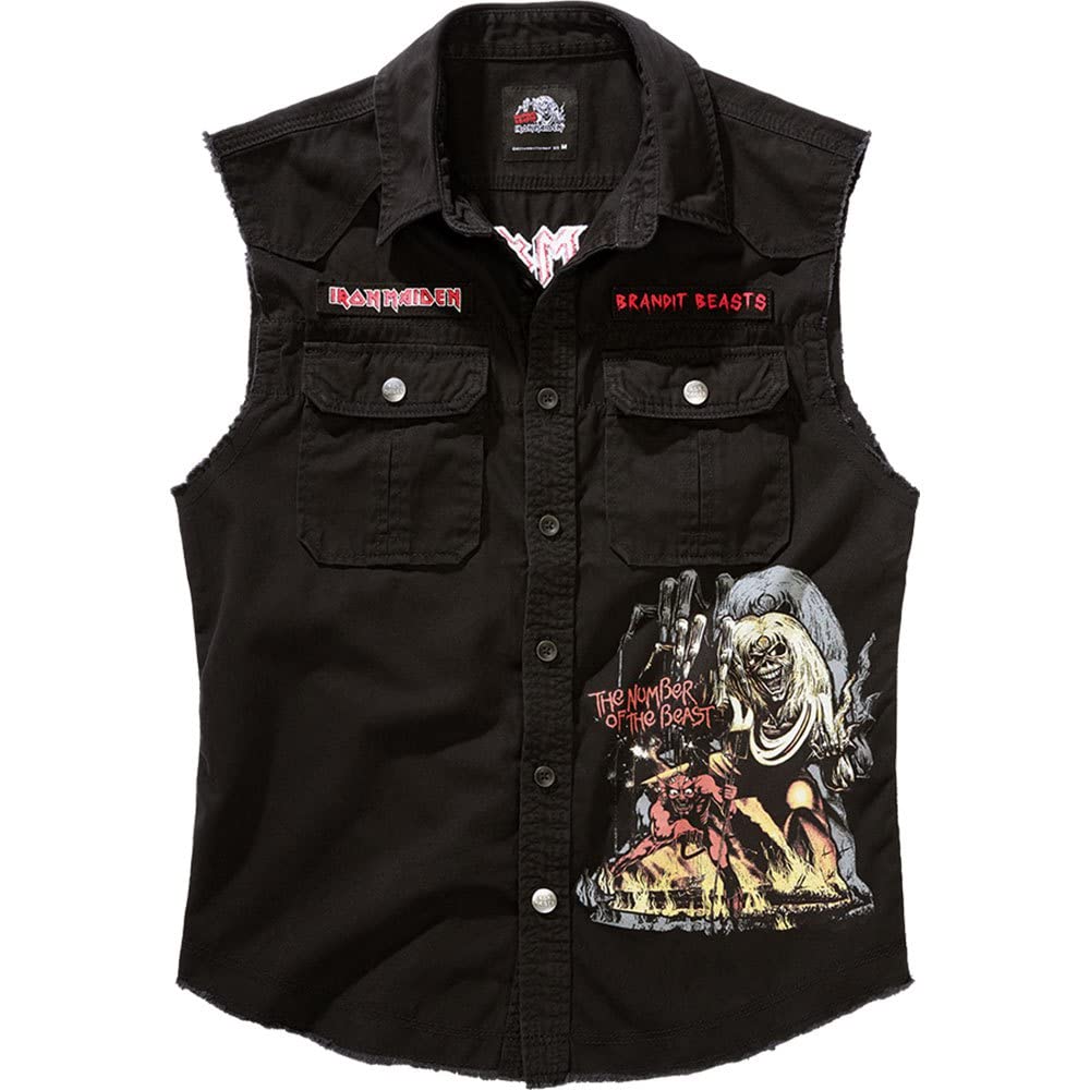 Brandit Men's Black Maiden Vintage Shirt Notb Sl, Color: Size: L