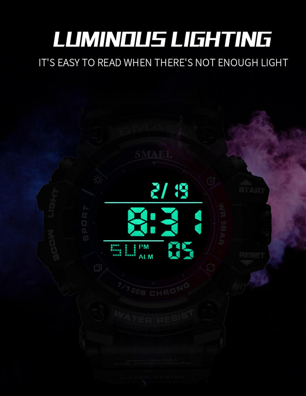 Montre De Sport Electronique Digitale Étanche pour Homme Militaire Montres De Sport Extérieur Multifonction Chronographe À Quartz Numérique
