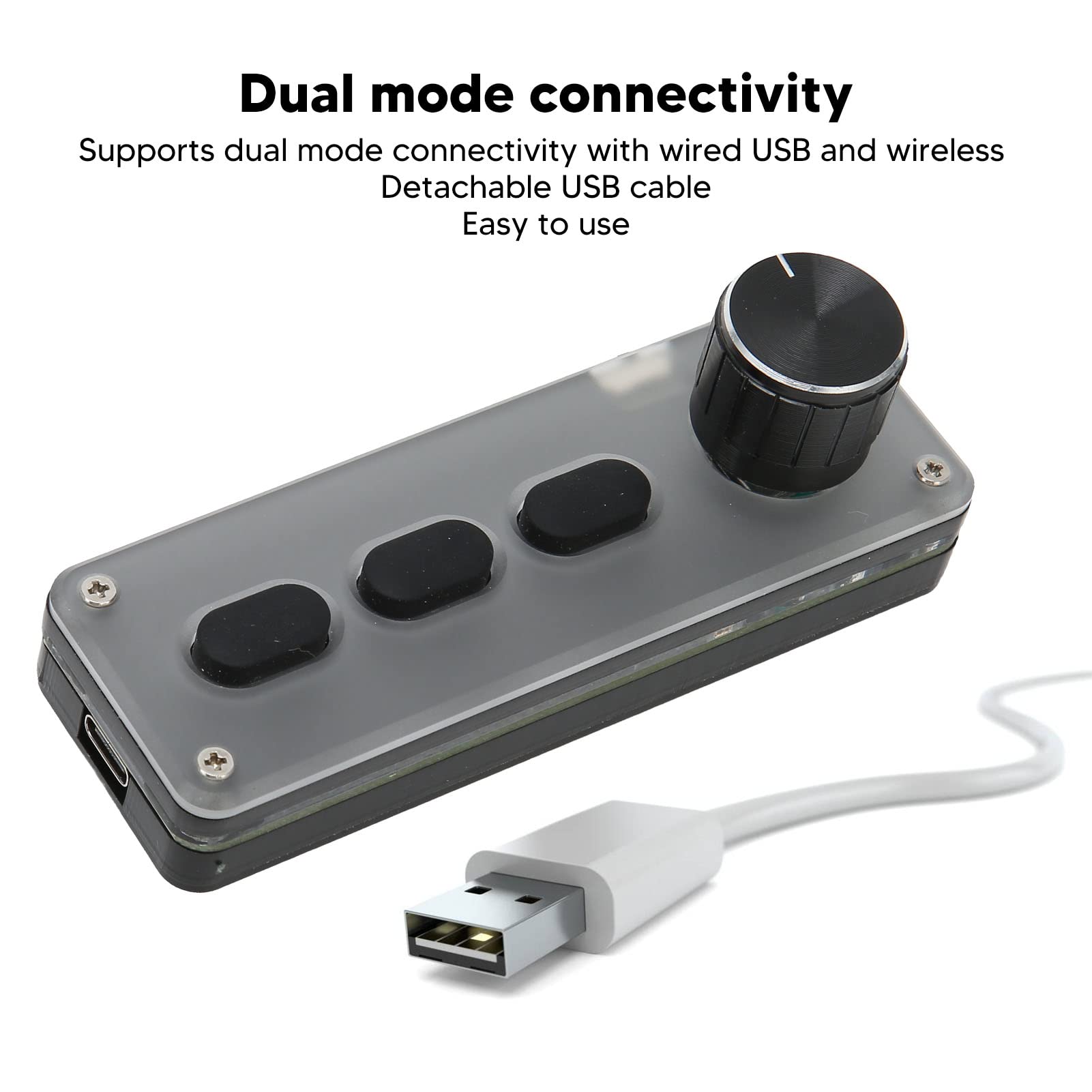 Zunate Mini Macro Pad a 3 Tasti, Tastiera da Gioco con Manopola, modalità USB Cablata e Bluetooth Wireless, Tastiera Programmabile Fai-da-Te Silenziosa in Silicone per Il Lavoro