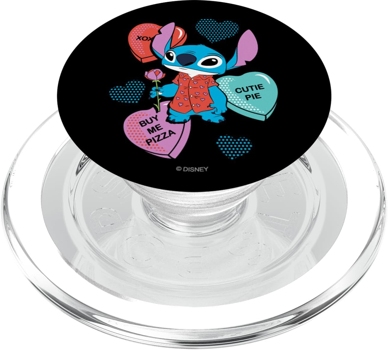 Disney Stitch Candy Hearts Buy Me Pizza Valentine's Day PopSockets PopWallet for MagSafe