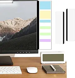 Quadro de notas para monitor, 2 peças, painel lateral de acrílico transparente, suporte de notas adesivas com compartimento para telefone e clipe para uso no escritório