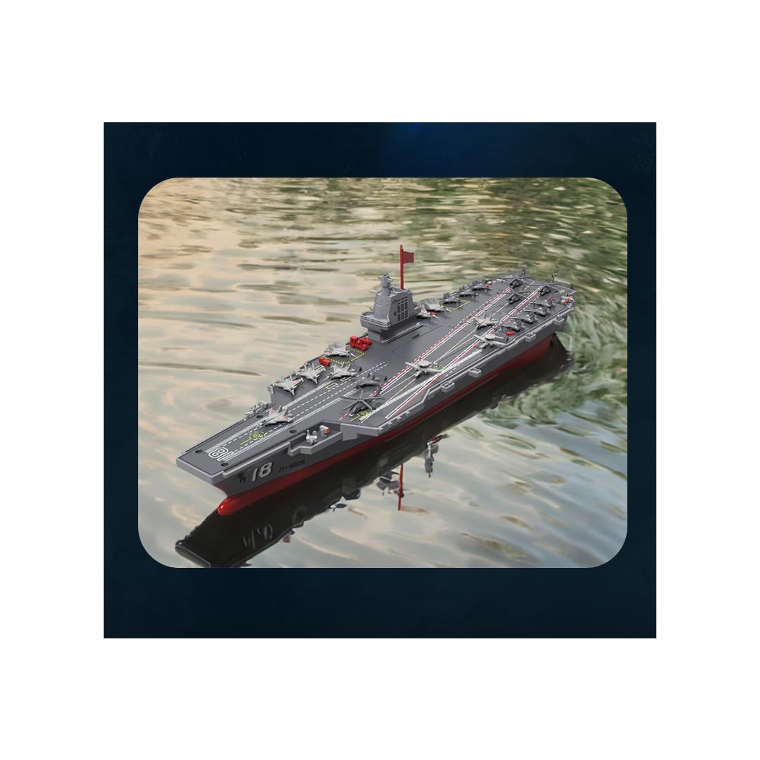 MECHIX Ferngesteuertes Flugzeugträger-Militärschiff für den Pool, 2,4G RC Militär-Schlachtschiff mit Dual-Geschwindigkeitsmodi und langer Akkulaufzeit, Sammlerstück und Geschenk für Erwachsene (Grau)