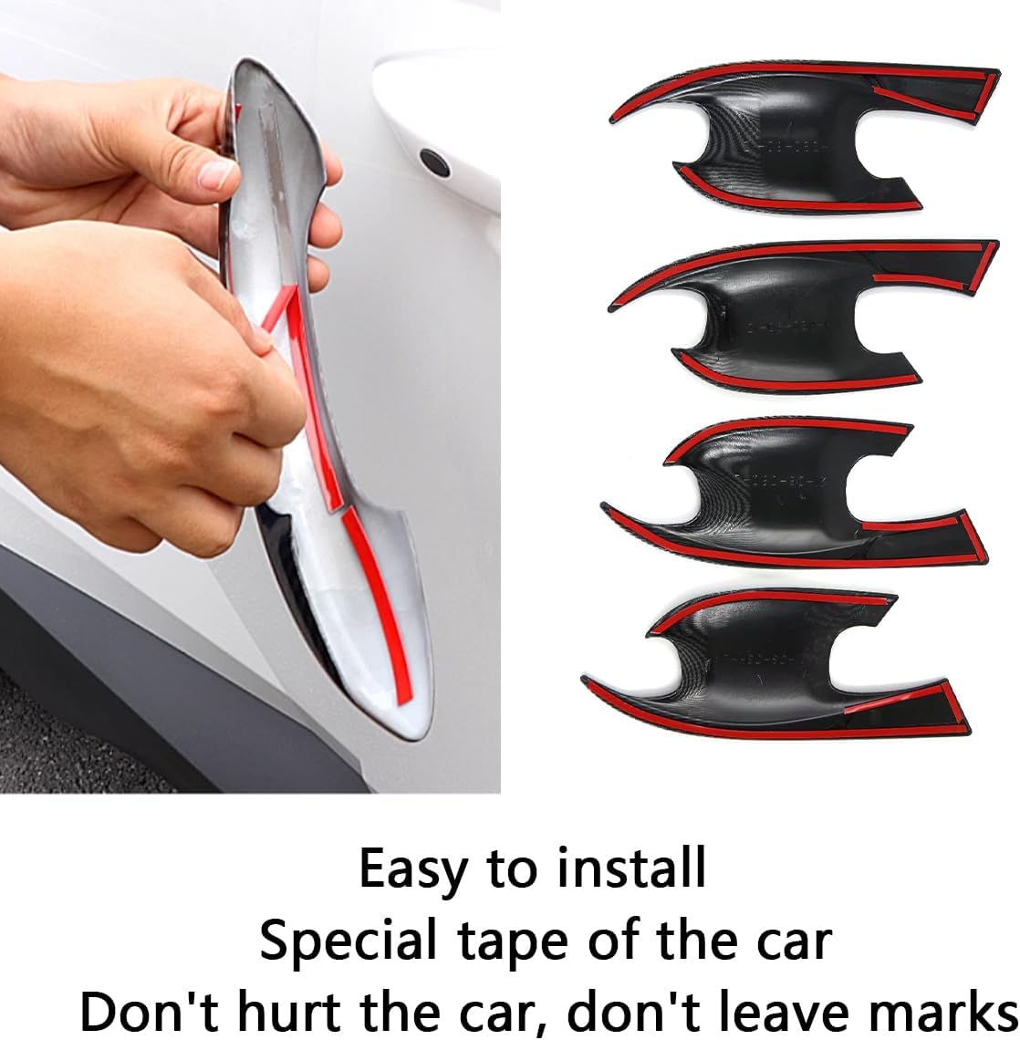 Car Accessories Fit for Hyundai Tucson 2026 2025 2024 2023 2022 Exterior Door Handle and Door Handle Bowl Cover Trims (Carbon Fiber Style) 9PCS ABS