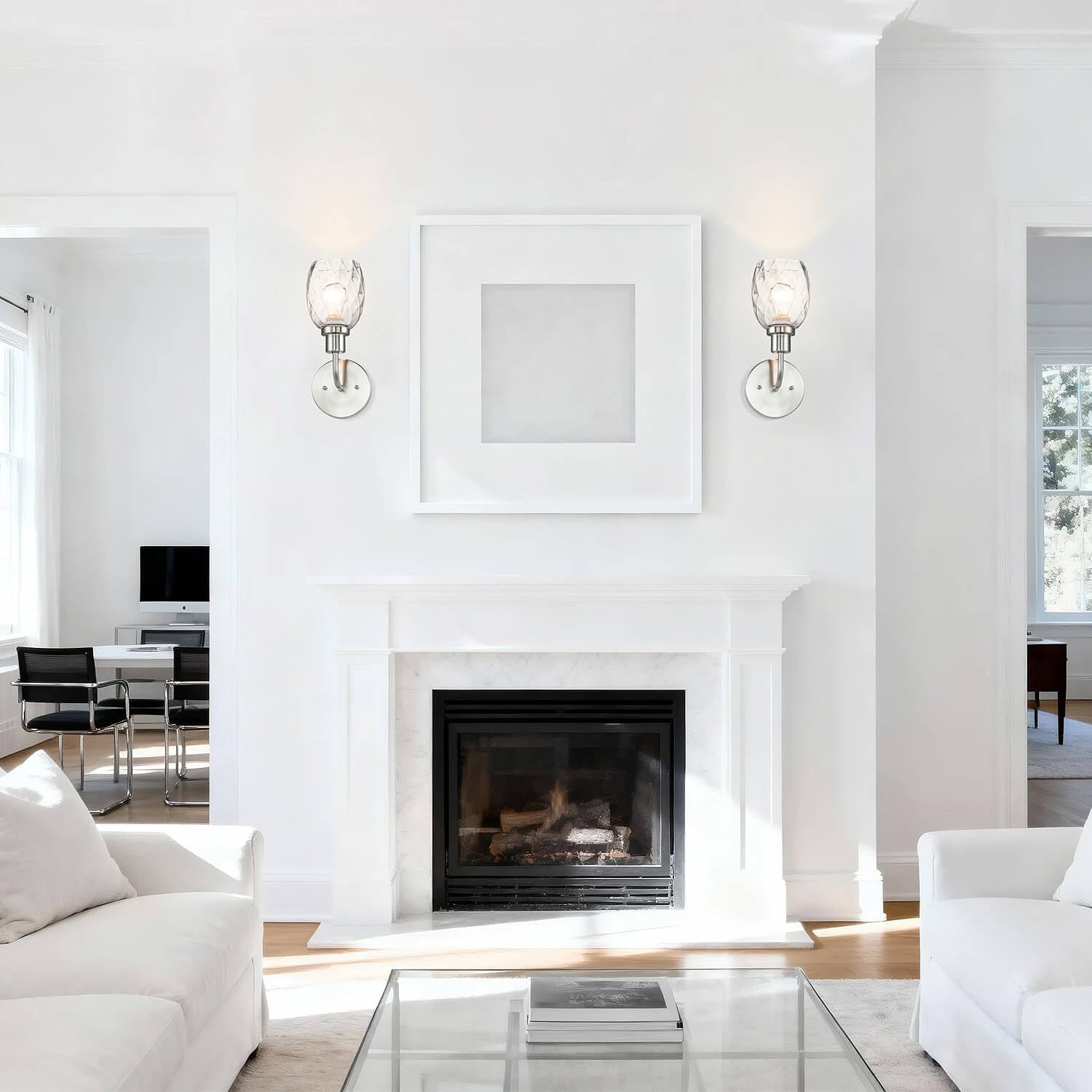 XiNBEi Lighting Wall Sconce Brushed Nickel, 1-Light Bathroom Vanity Light with Clear Glass, Wall Sconce Light Fixture for Bathroom Mirror, Hallway, Bedroom XB-W1210-1-BN