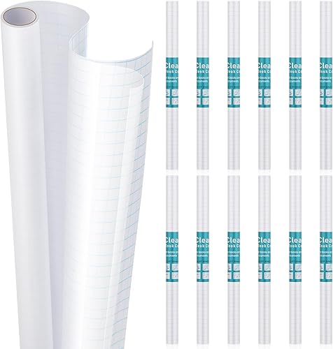 Tatuo Funda adhesiva transparente para libros, rollo de papel de contacto transparente de 17.7 x 5 pies, protector autoadhesivo transparente para