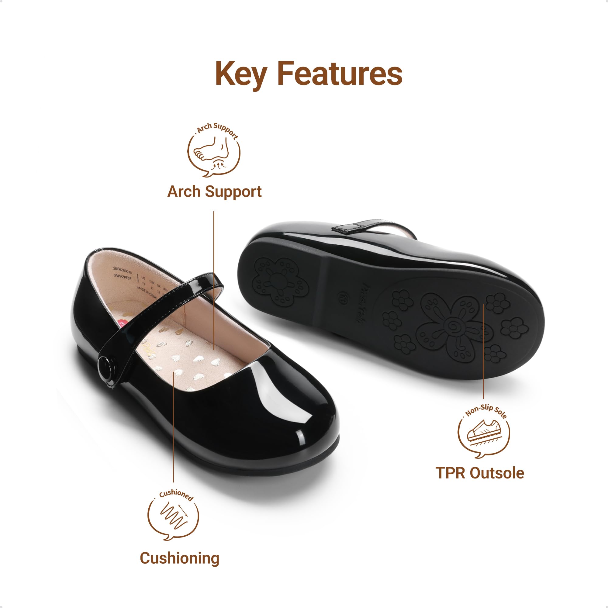 DREAM PAIRS Mädchen Ballerinas für Kleinkinder Prinzessin Schuhe Kinder Kommunionschuhe Mary Jane für Hochzeiten, Blumenmädchen und Partys