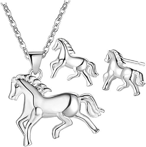 Collar de caballo para niñas, delicado dije de caballo, collar con dije de caballo del país occidental, lindos caballos, juego de joyas, regalos