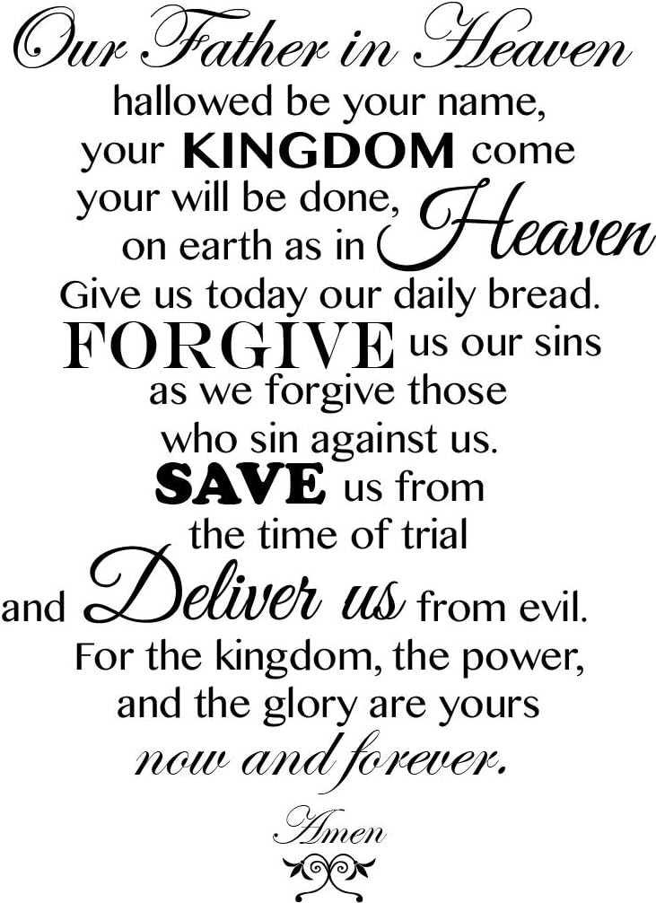 Newclew New The Lord's Prayer Our Father who Art in Heaven, Hallowed be Thy Name. Removable Wall Art Sayings Sticker Décor Decal Religious Church