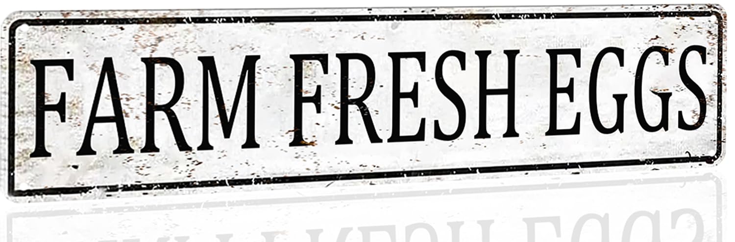 Peiyeety A010 Farmers Market Decor Fresh Eggs Sign Vintage Metal Tin Signs Outdoor Chicken Coop Sign Farm Fresh Eggs Sign For Home Bathroom Restaurants Kitchen Garden Cave Garage Office Bar Cafe 4×16 Inch
