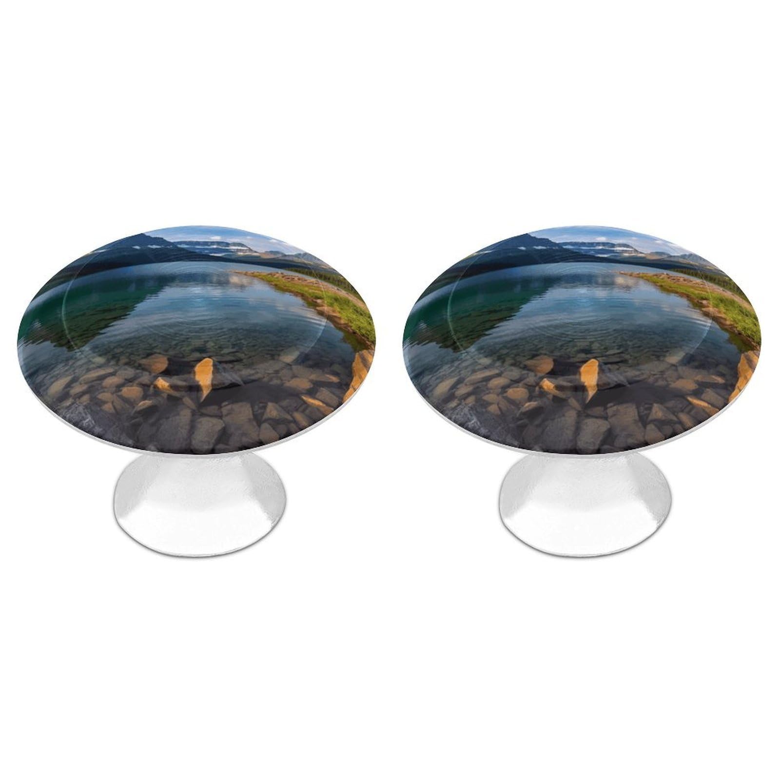 Fekiloot Style Glacier National Park Cabinet Knobs Personality Stainless Steel Round Drawer Handles Circle Modern Cabinet Handles Drawer Knobs For Kitchen Dresser Bathroom Cupboard Furniture