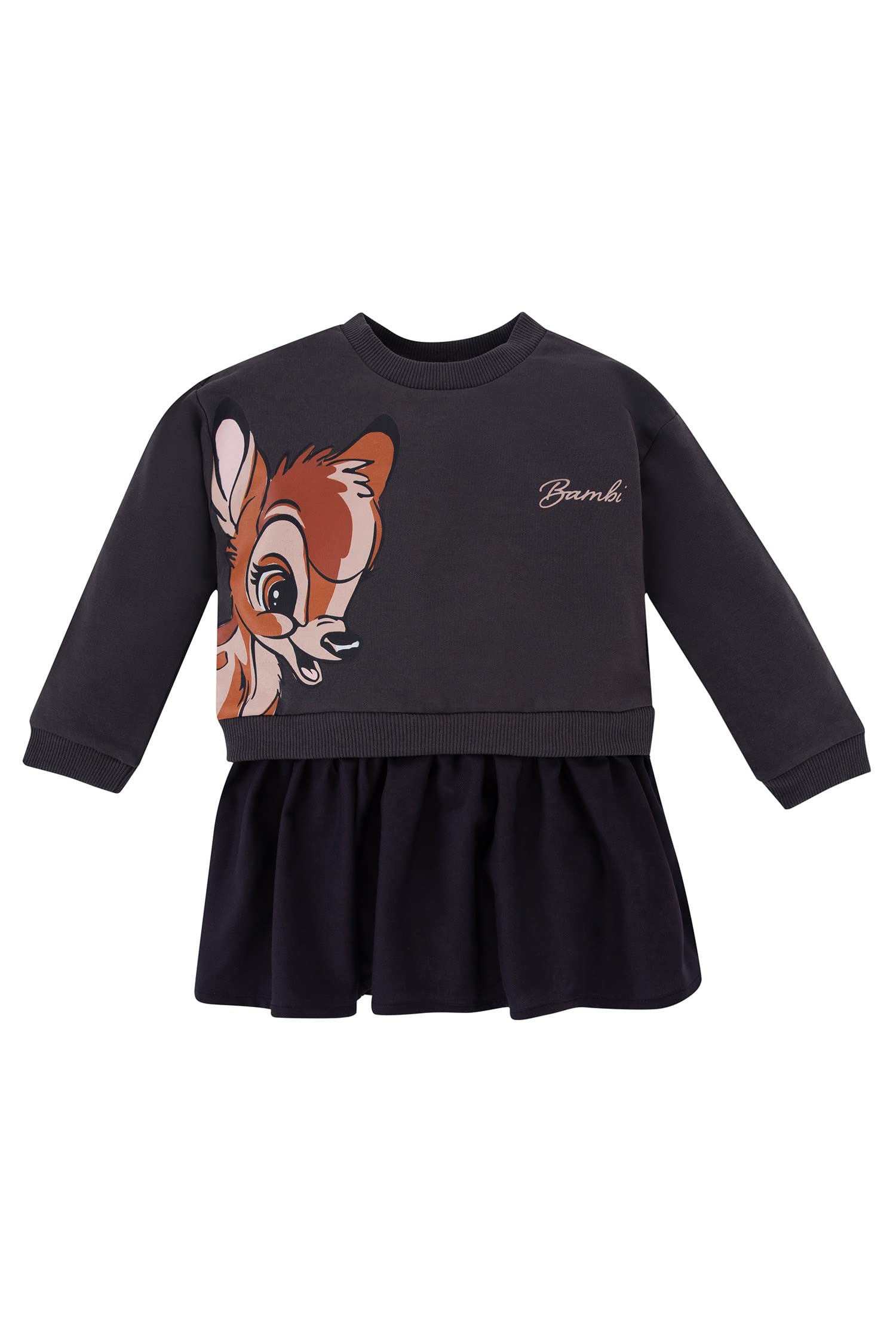 Kız Bebek Kız Bebek Disney Bambi Sweatshirt Kumaşı Uzun Kollu Elbise