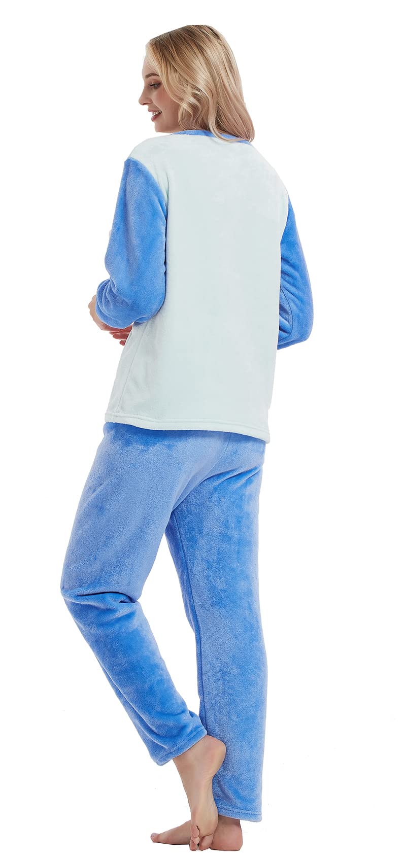 Pigiami Donna Pigiama Pile Lungo Pigiamone Tuta da Casa Unisex Maniche Lunghe