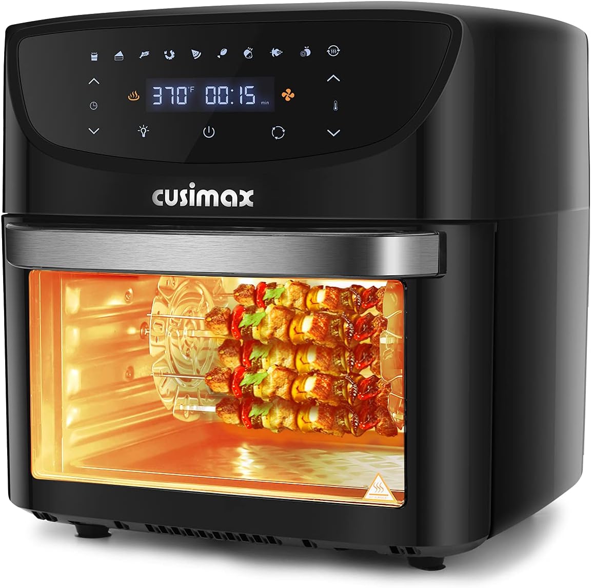 Air Fryer Oven Combo, 10-in-1 Air Fryer Convection Oven with Rotisserie & Dehydrator, CUSIMAX 20QT Large Countertop Oven with Accessories, Touch Screen, Timer & Temperature Controls, Black, 1800W